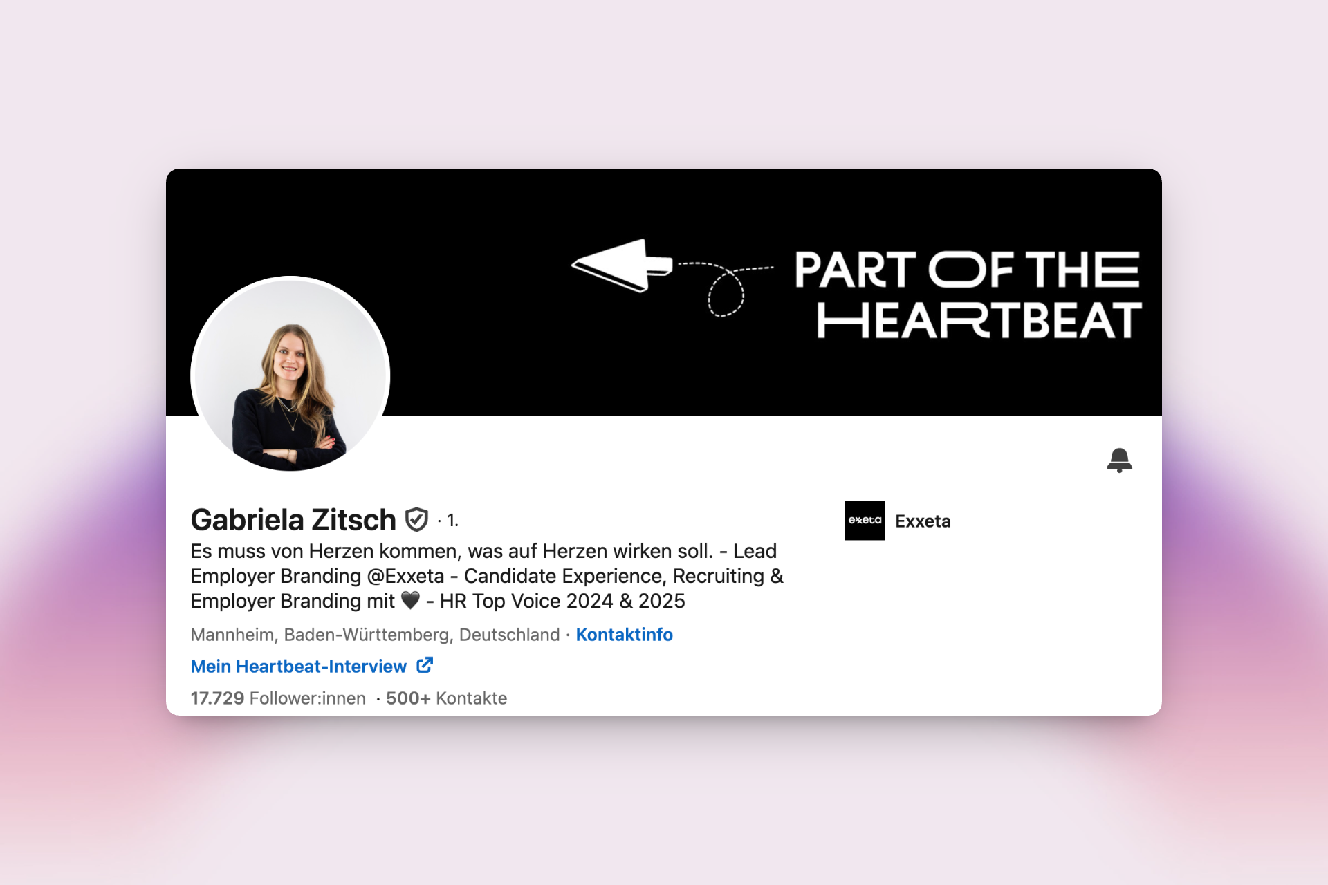 Foto von Gabriela Zitsch, Lead Employer Branding bei Exxeta. Zeigt nahbares Community Management auf LinkedIn, ein Praxisbeispiel der Employer Branding Agentur stråling.