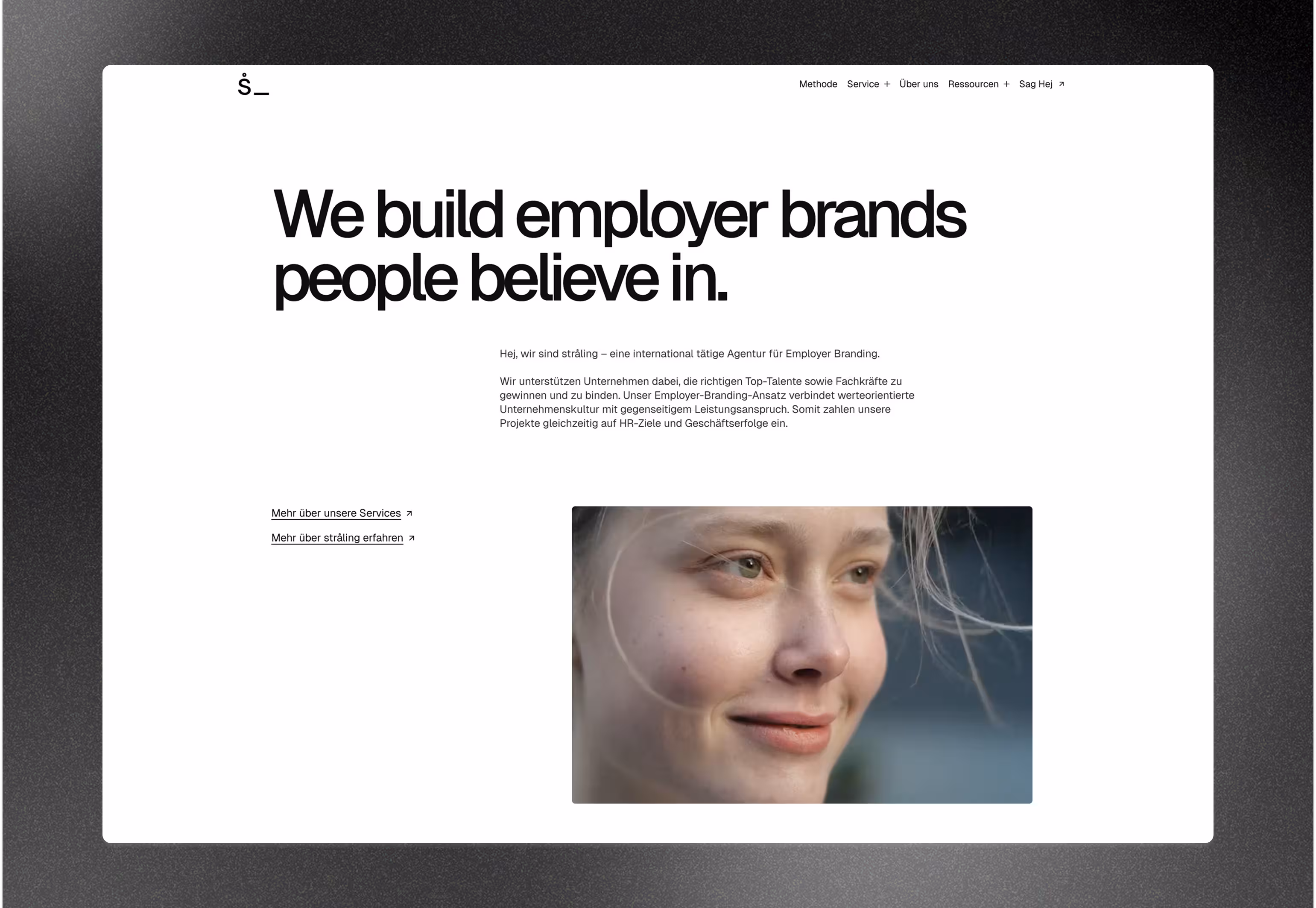 Ein Screenshot von der Webseite der Employer Branding Agentur straling