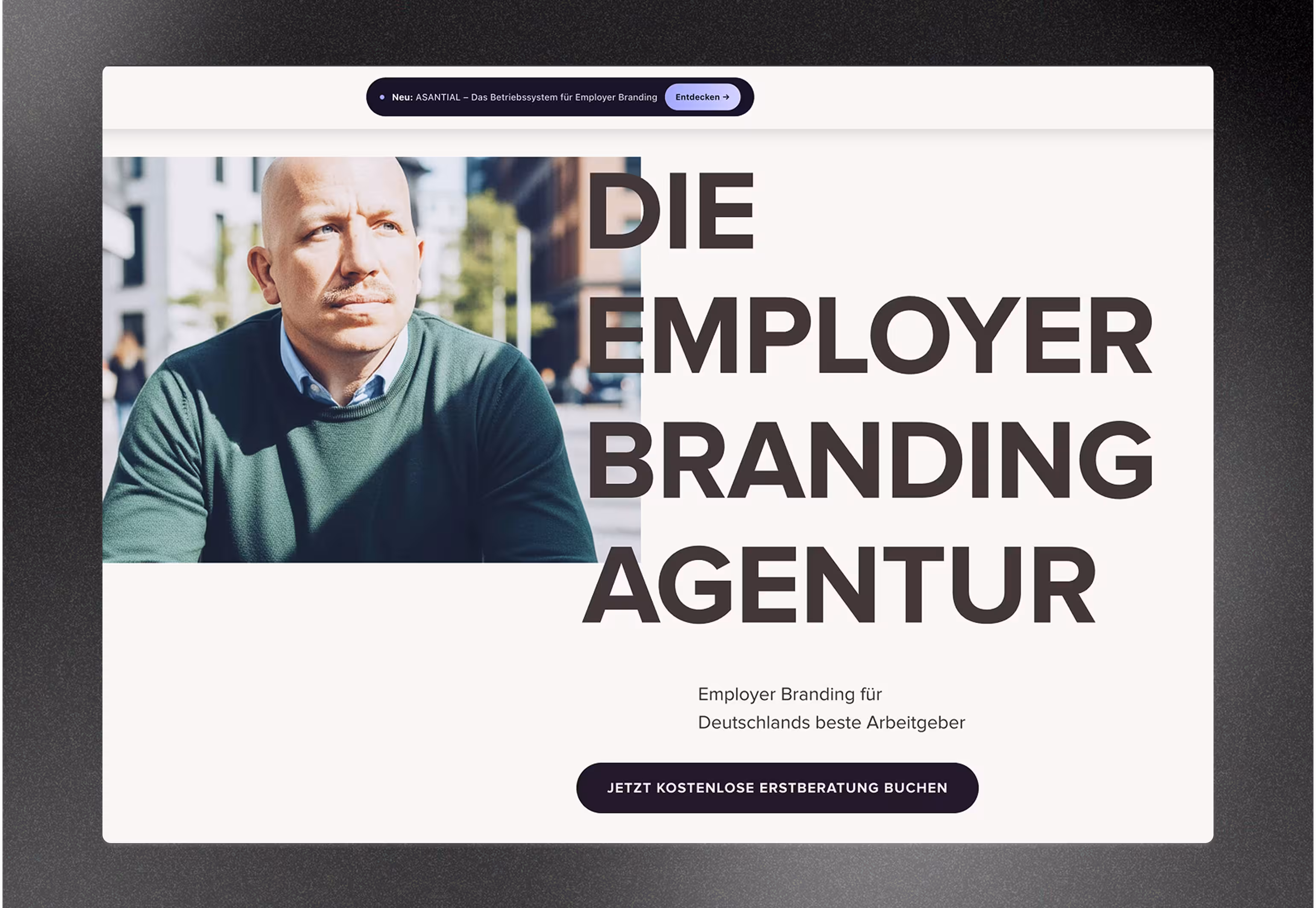 Ein Screenshot von der Webseite der Employer Branding Agentur VV