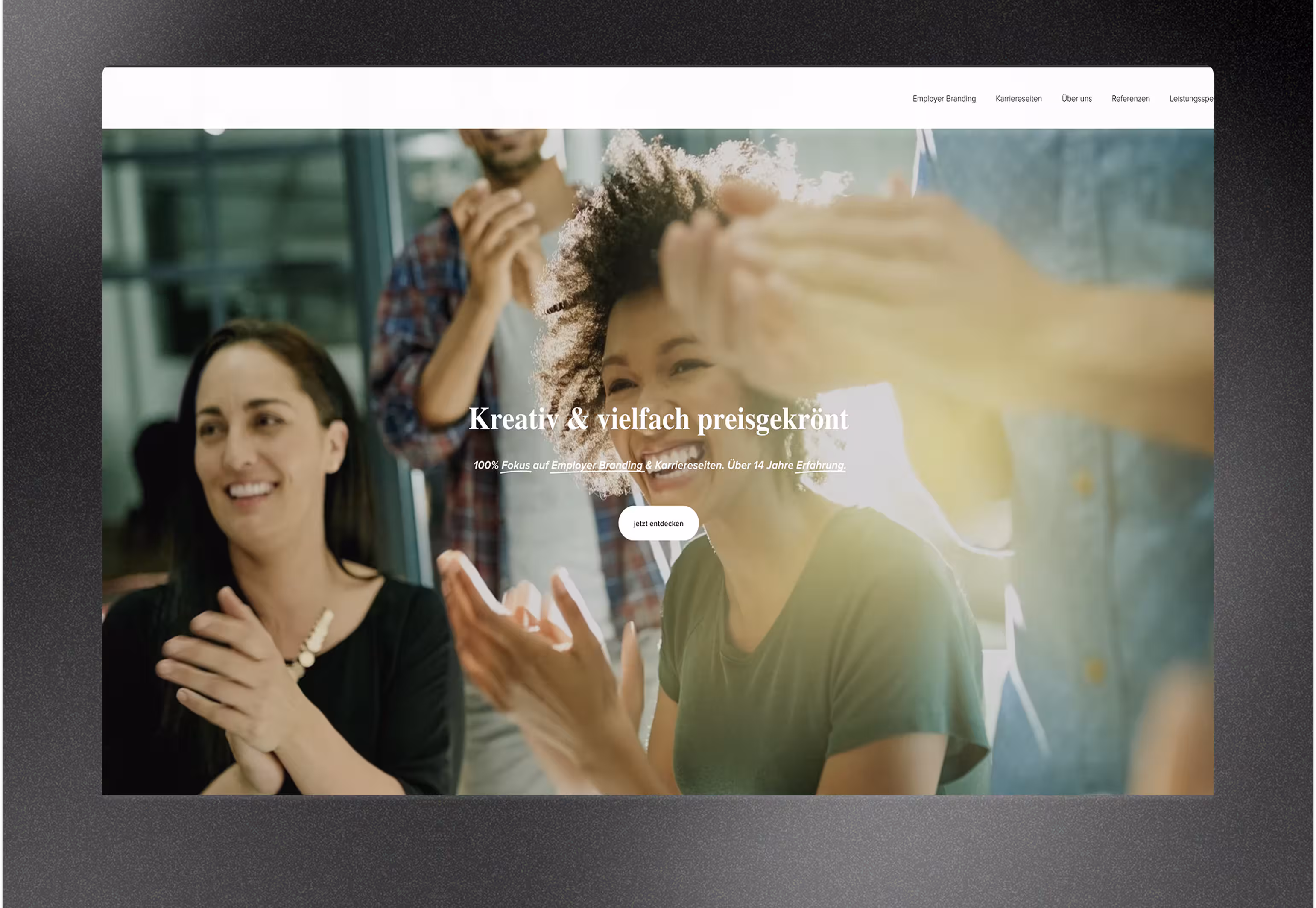 Ein Screenshot von der Webseite der Employer Branding Agentur G+G