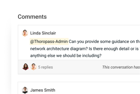 Collaboration occurs in the Thoropass platform