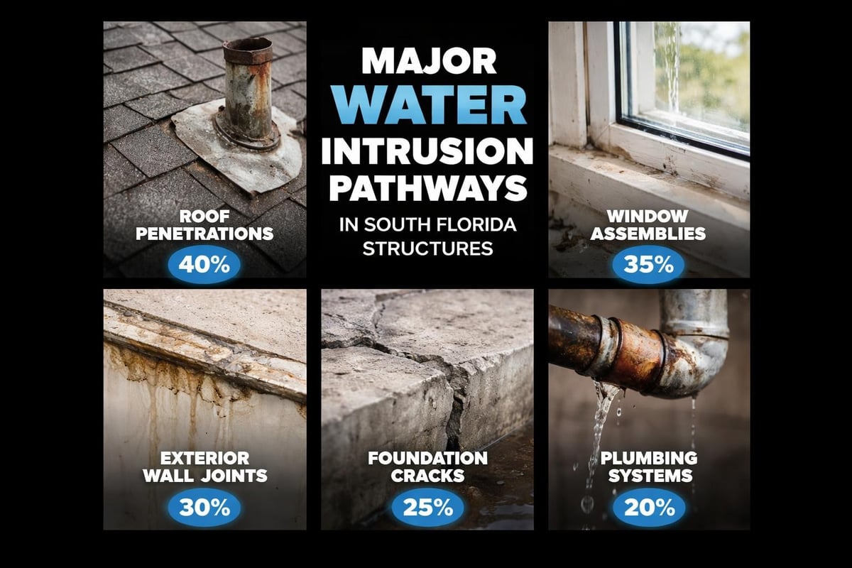 Common water intrusion entry points in Florida buildings