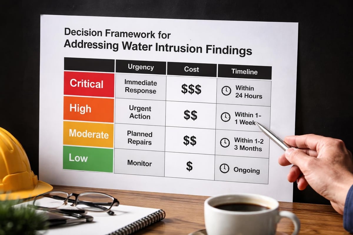 Water intrusion repair priority matrix