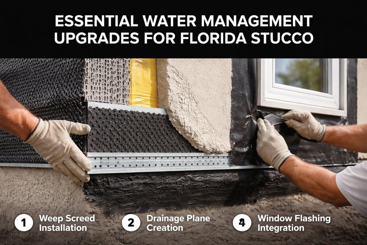Stucco drainage system upgrades