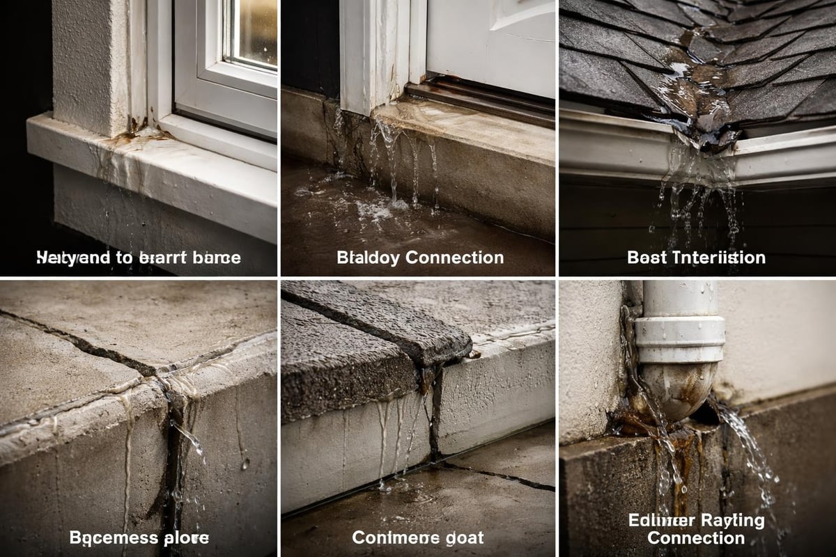 Water intrusion pathways in buildings
