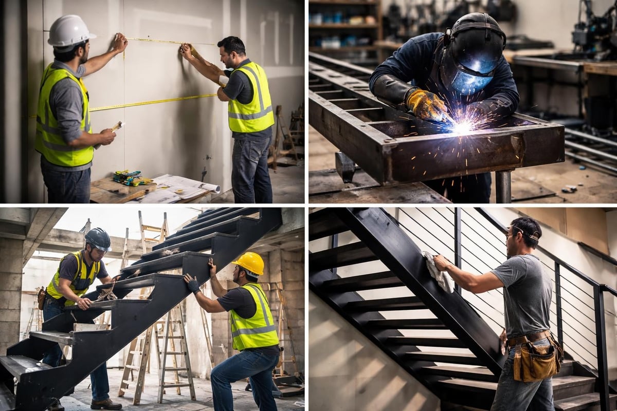 Steel stair installation workflow
