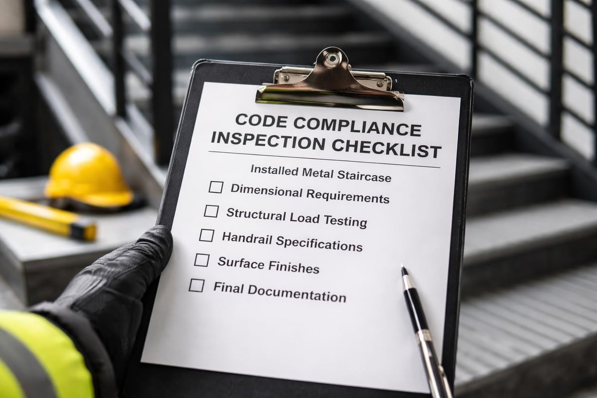 Metal staircase code compliance verification