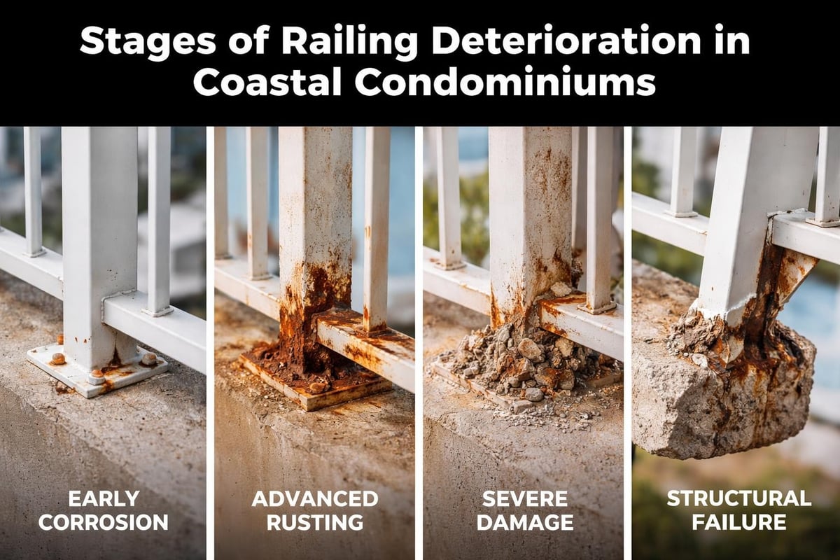 Railing deterioration progression