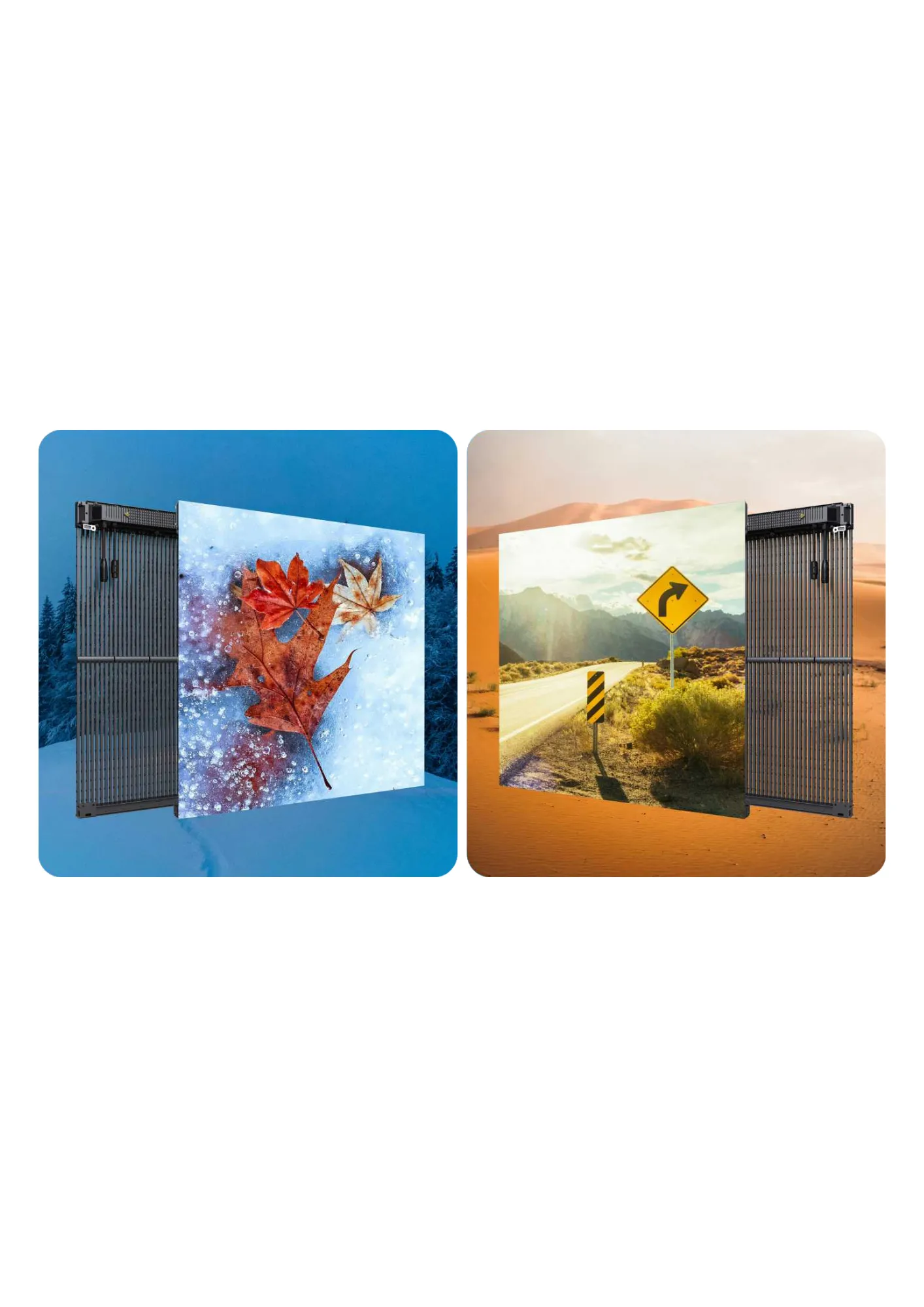 PT Mesh Series LED screen modules with safety tether and latch design