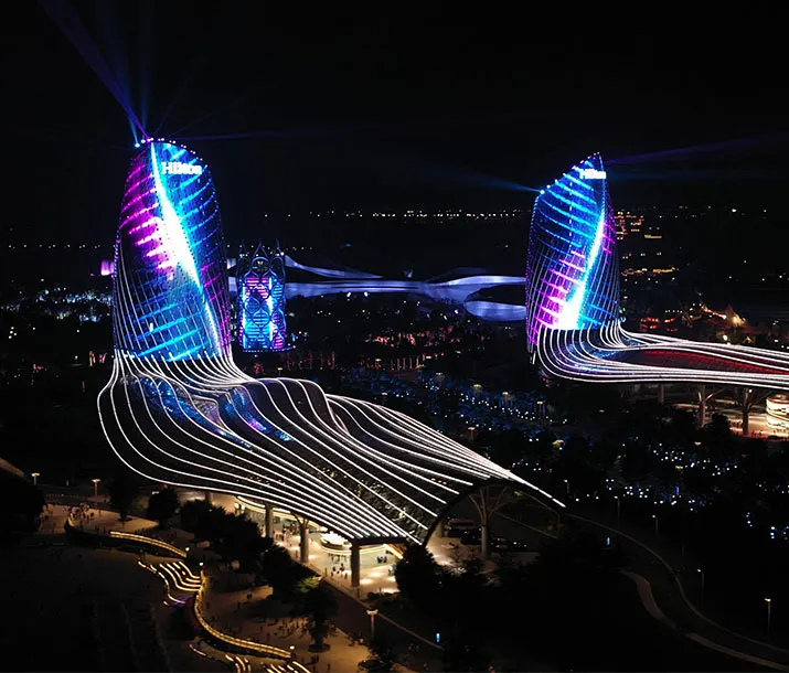 Façade média sur mesure pour tours jumelles — Hainan
