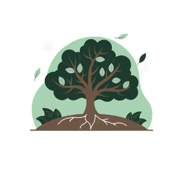 Illustration of a tree with roots, representing community healing and growth through trauma recovery strategies.