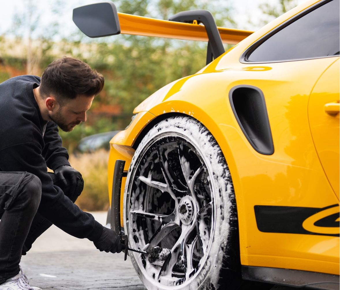 A porsche getting an exterior detail