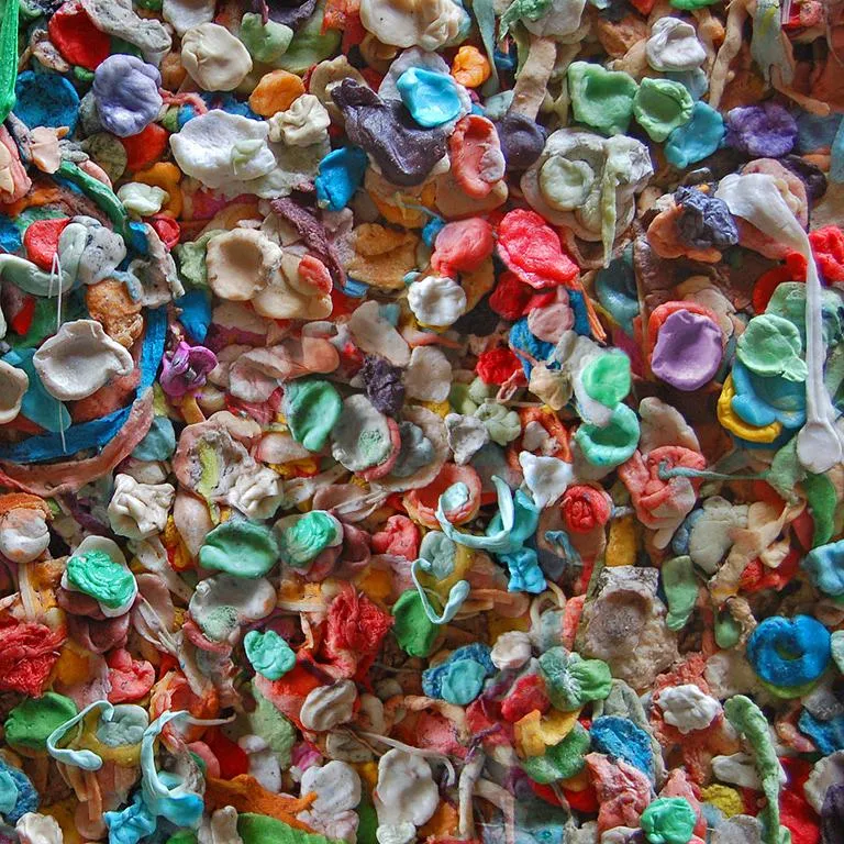 Chewing gum recycling program thumbnail showing collected gum waste