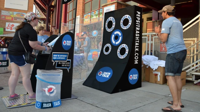 TerraCycle recycling program at Super Bowl stadium with collection stations