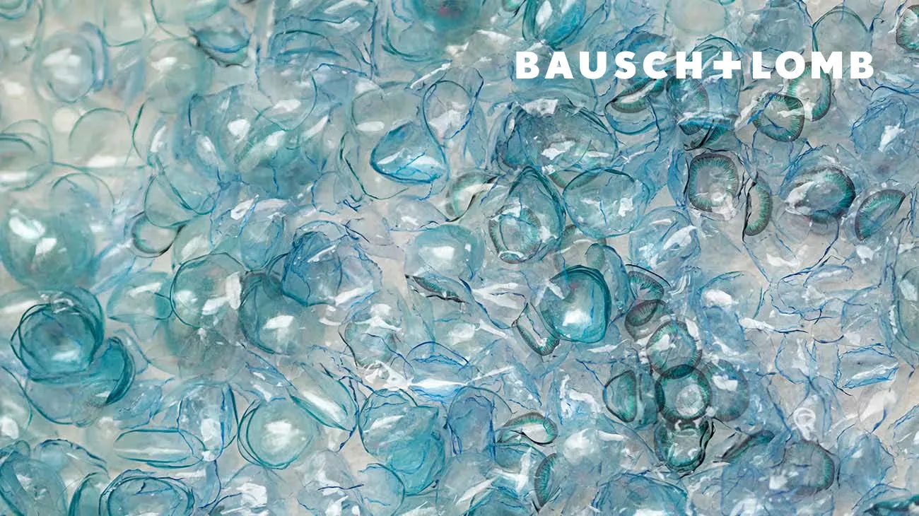 Bausch + Lomb contact lenses and blister packs, which can be collected for a special recycling program.