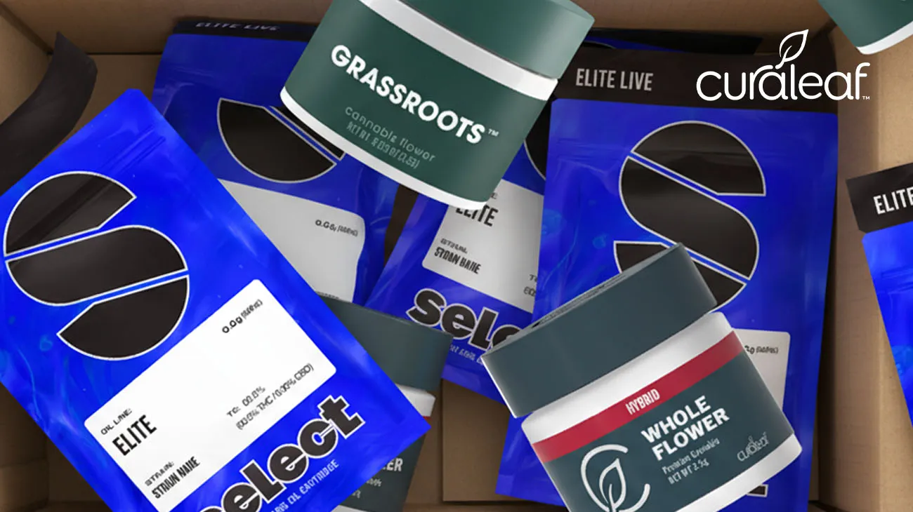 Curaleaf cannabis packaging, which can be recycled through TerraCycle's regulated waste solutions.