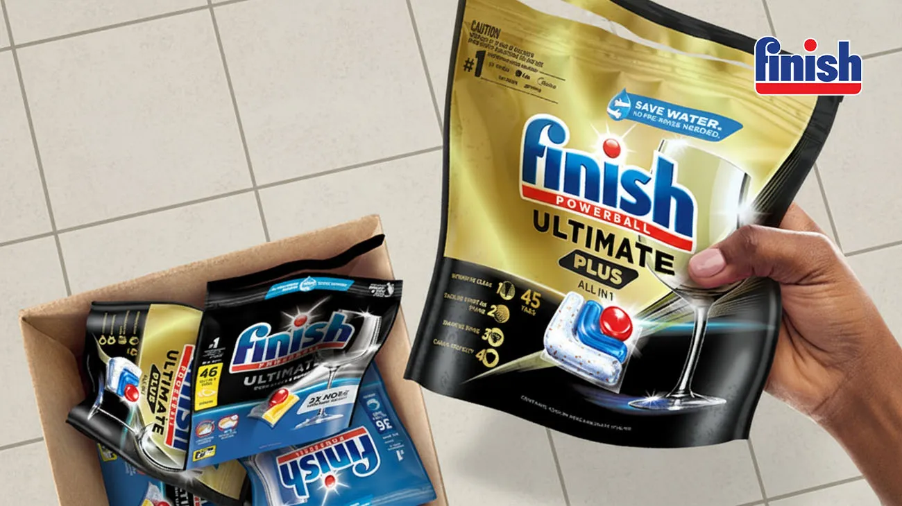 Finish dishwasher tablet packaging, which is recyclable through TerraCycle's programs.