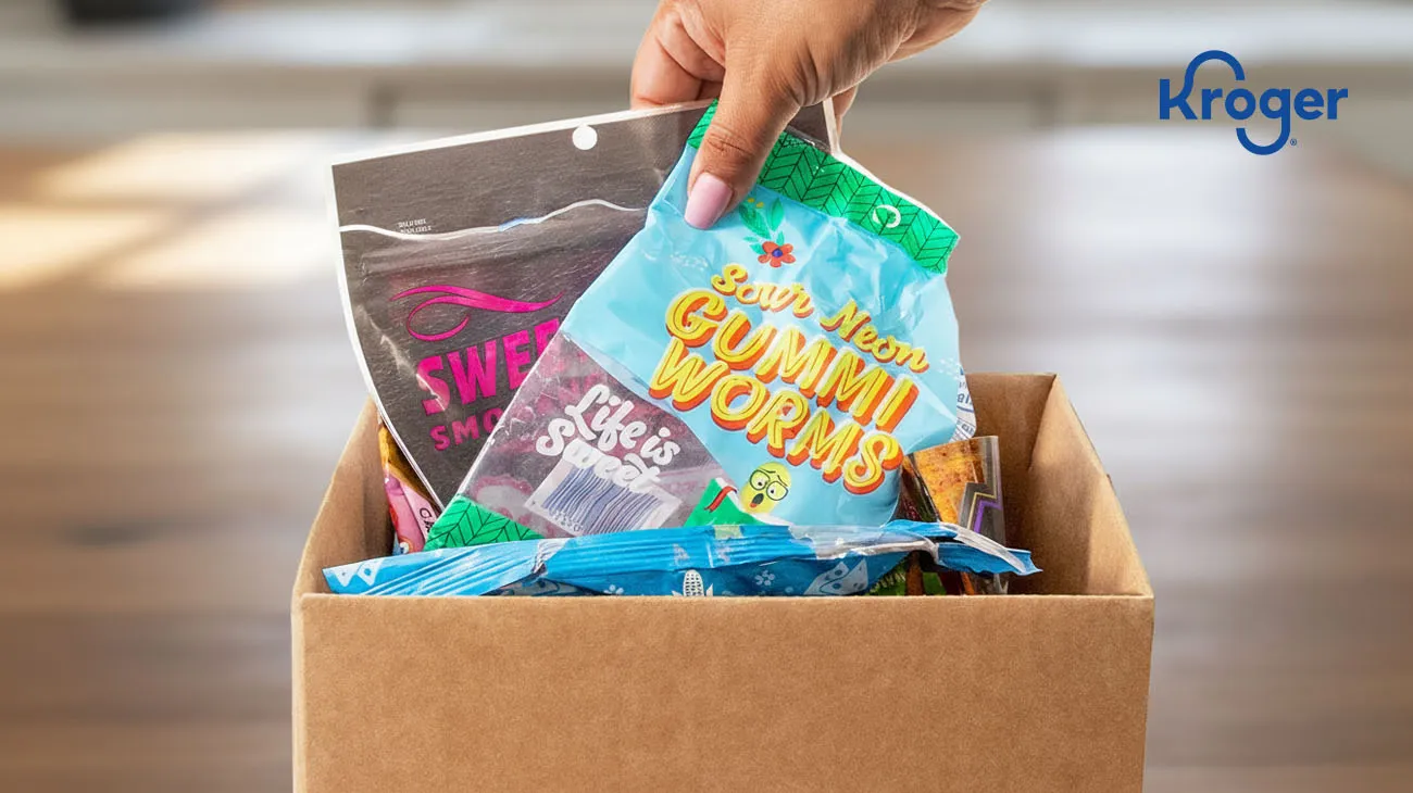 A Kroger in-store collection bin for flexible plastic packaging, part of their nationwide TerraCycle partnership.