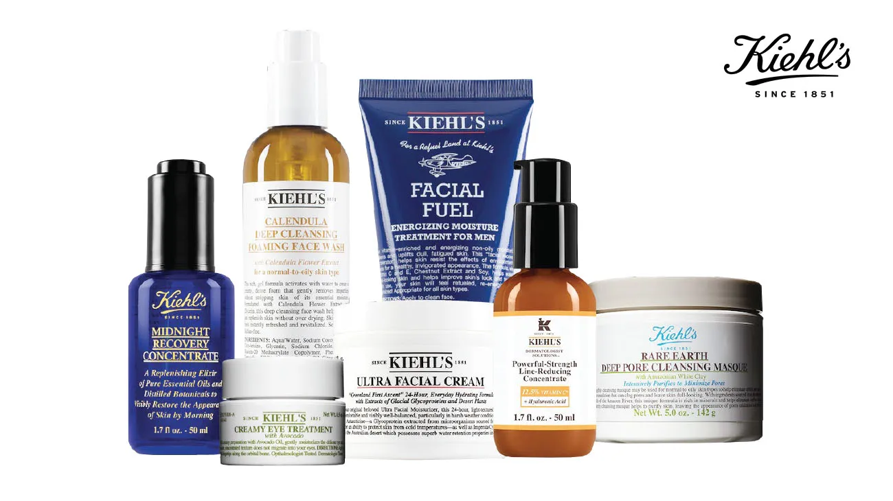 Empty Kiehl's skincare containers collected for recycling, part of their commitment to sustainability with TerraCycle.