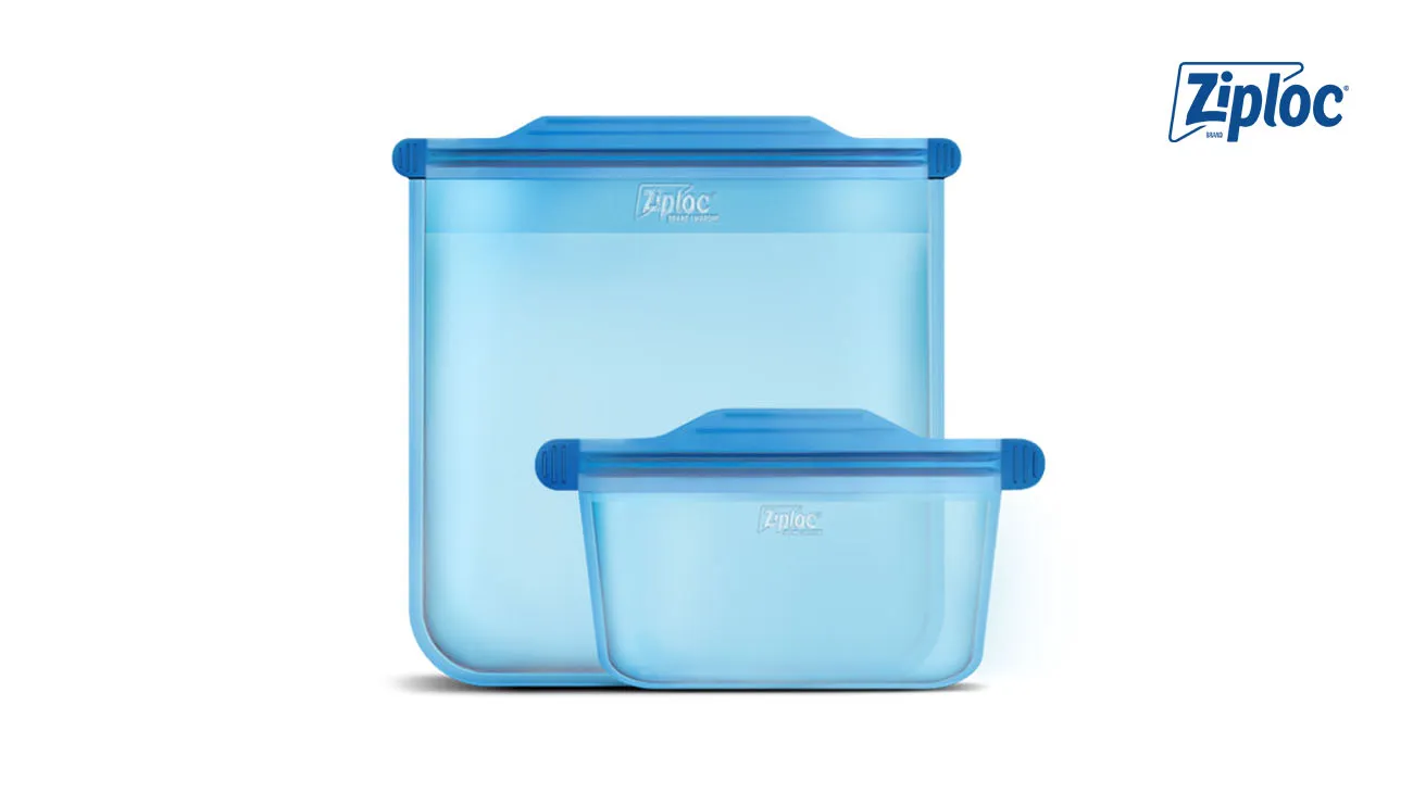 A collection of Ziploc bags and containers, ready to be sent to TerraCycle for recycling.