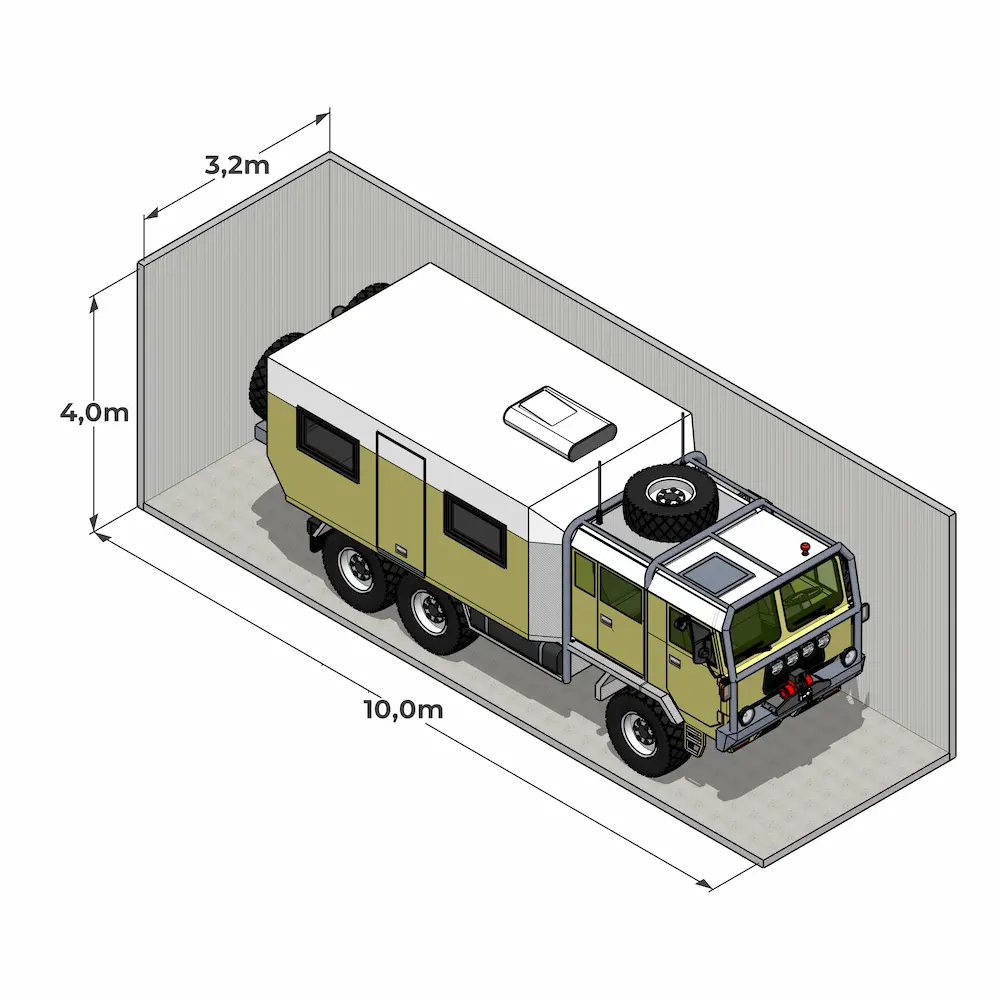 Wohnmobil auf Stellplatz XXL in der Garage12 Eisenach