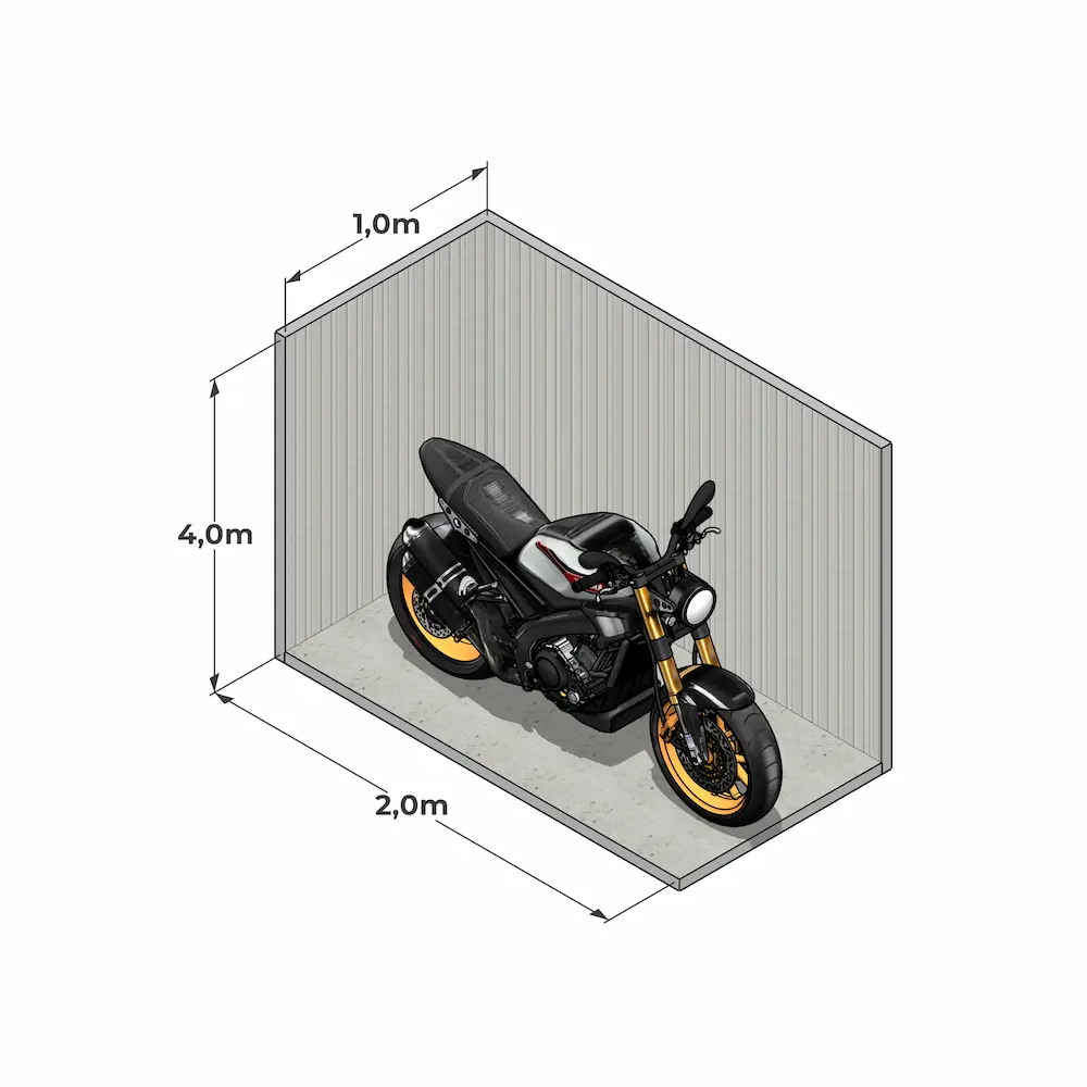 Motorrad auf Stellplatz S in der Garage12 Eisenach