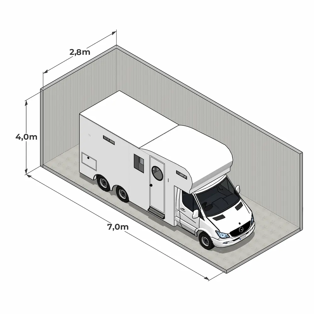 Wohnmobil auf Stellplatz L in der Garage12 Eisenach