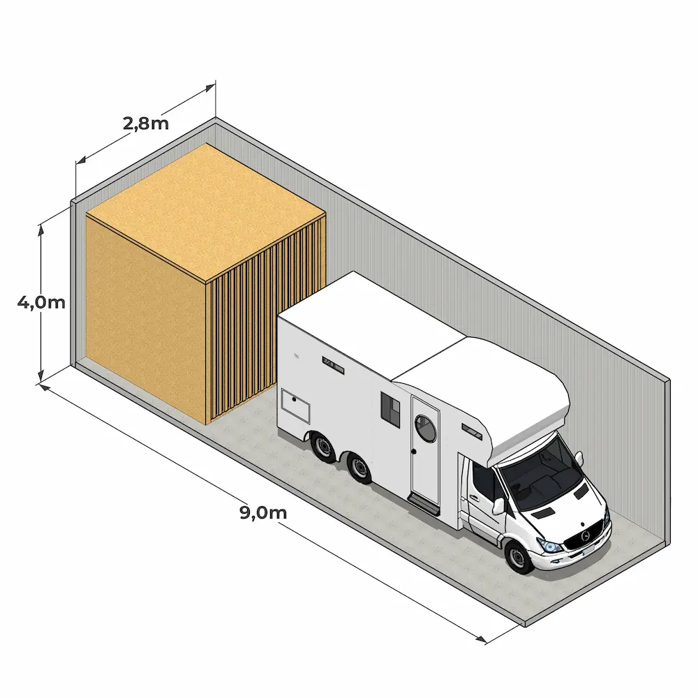 Wohnmobil auf Stellplatz XL in der Garage12 Eisenach