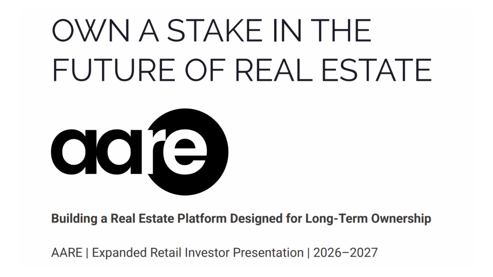 AARE pitch deck: Own a stake in the future of real estate