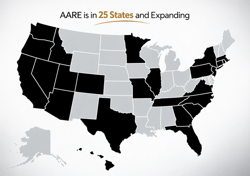 Map of the United States: AARE is in 25 states and expanding