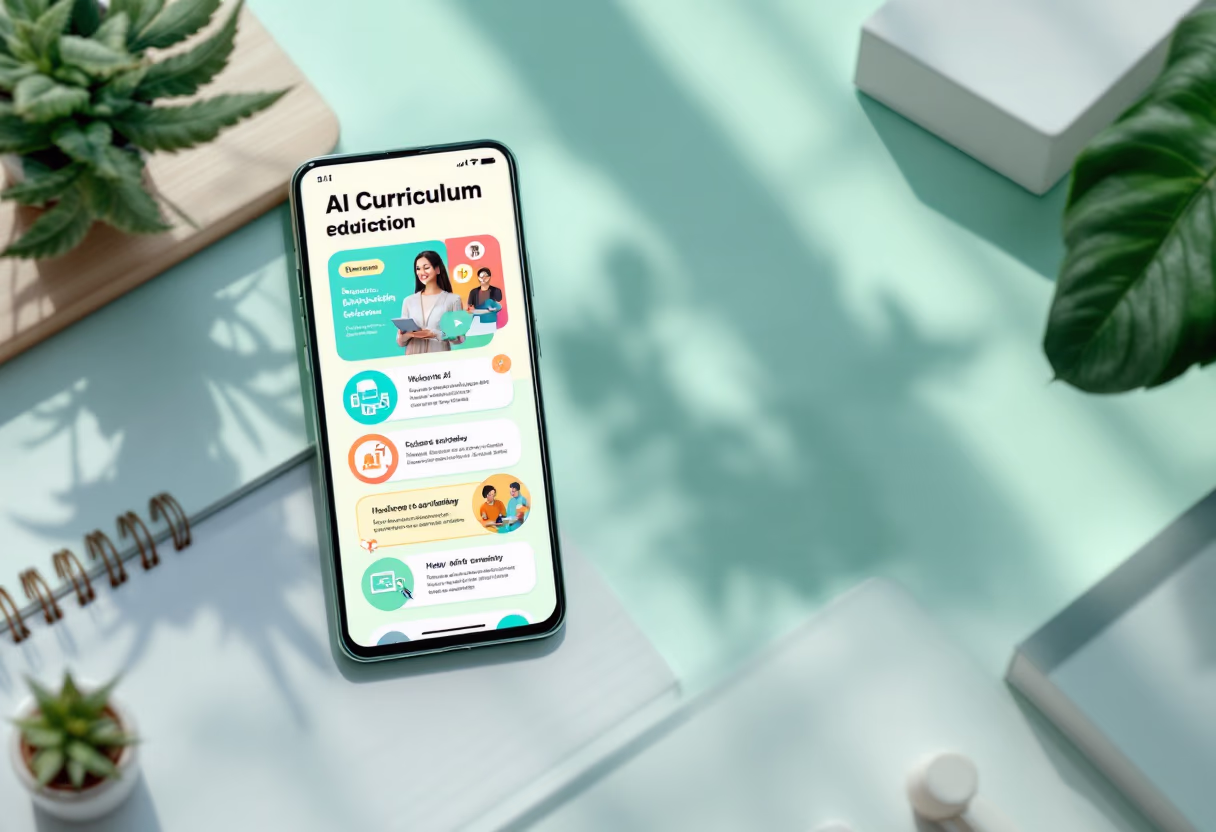 [digital project] ai curriculum graphic on a mobile device