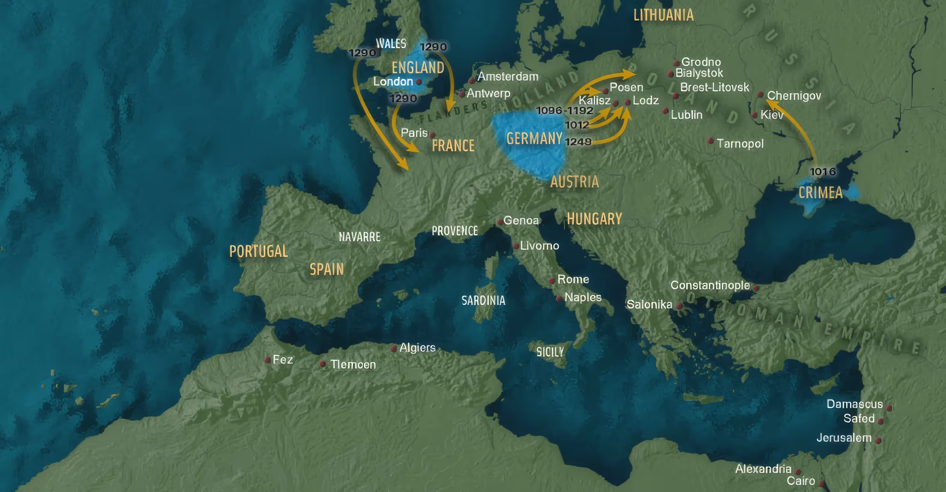 Expulsions and Migrations - 11th-13th-century Map