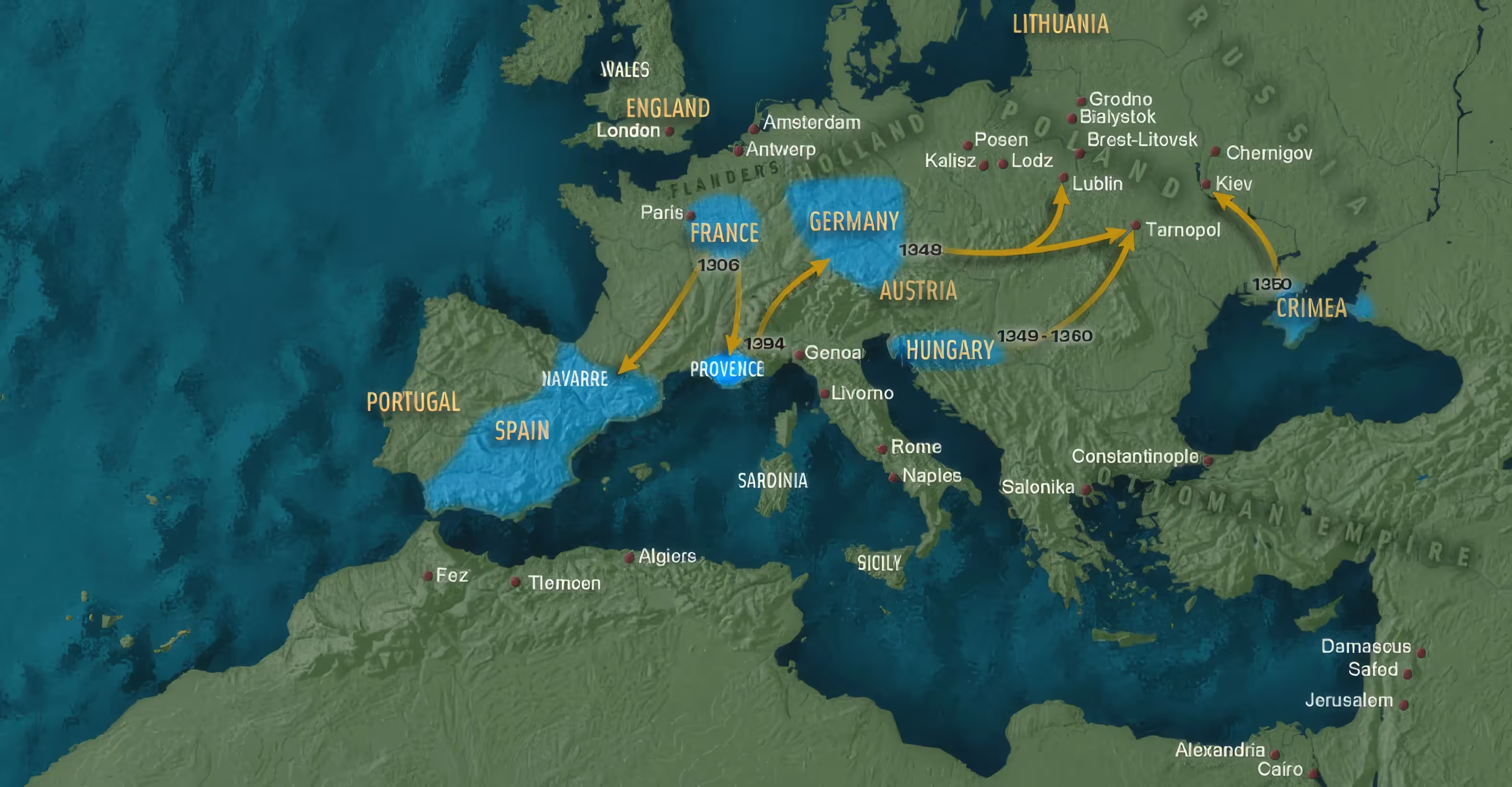 Expulsions and Migrations - 14th-Century Map