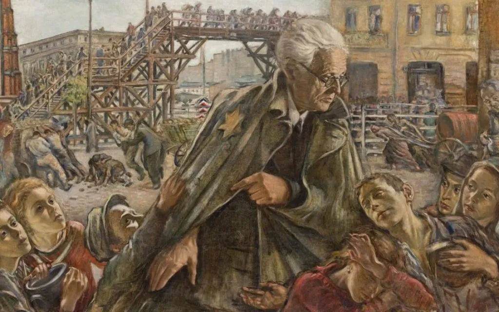 Painting of Chaim Rumkowski, chairman of the Lodz Ghetto's Jewish Council, created by Lodz painter Izrael Lejzerowicz during the ghetto's four-year existence (Public domain)