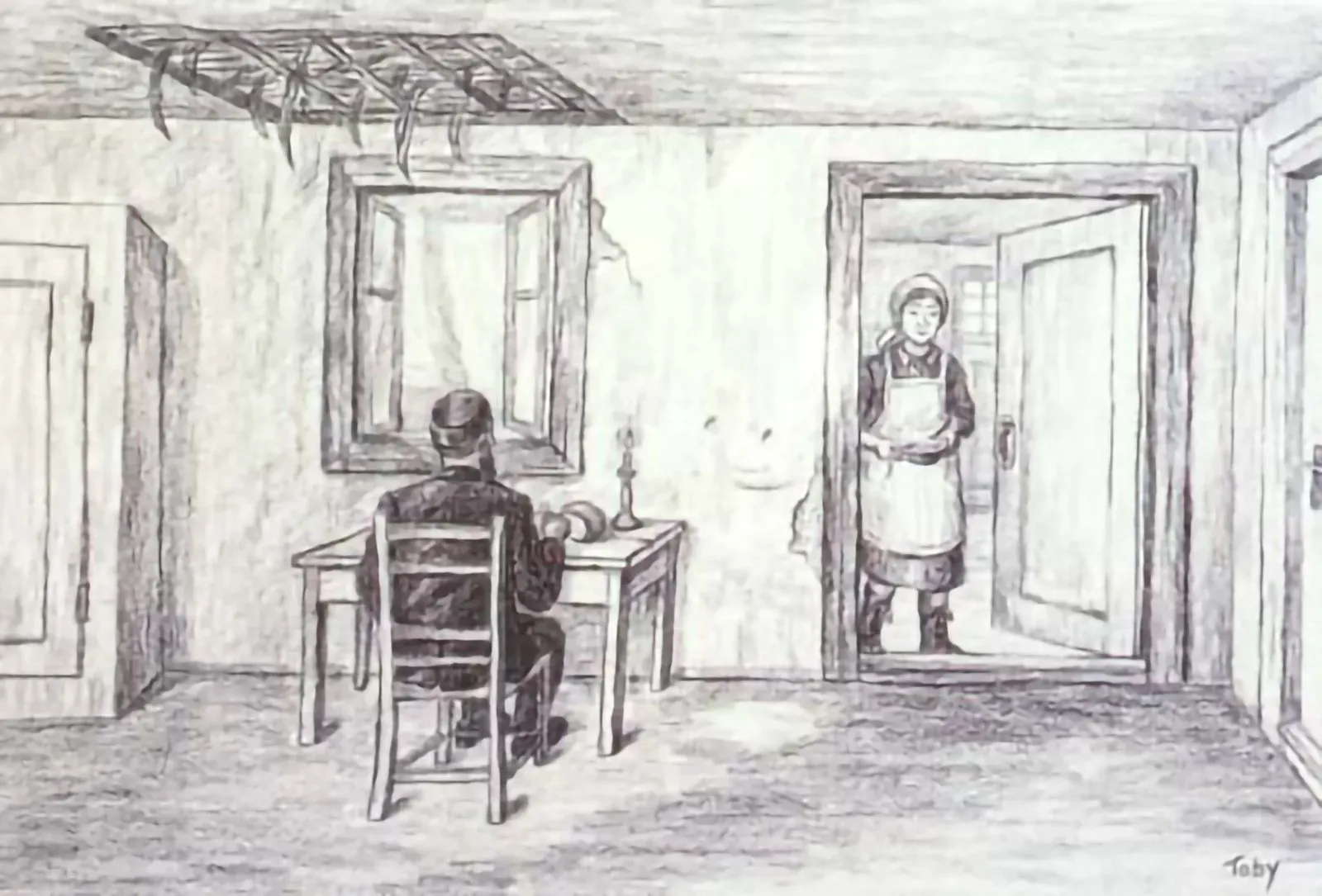 "Succoth", shows the holiday as celebrated in her village, where the family prepared a special sukkah within their 'foyer' by removing shingles from the roof...

