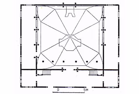 Drawing of the wooden synagogue Floor plan