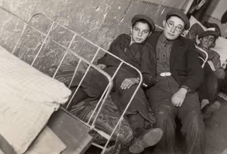 Students of the Ramailes Yeshiva on their cots in a dormitory (Vilna, 1930s). Photo: A. Sapir.