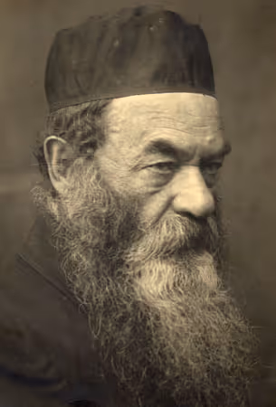 Studio portrait of Rabbi Shmuel Mende, a local melamed (Zagare, Lithuania, 1922).
