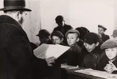 Studying Talmud in the Ramailes Yeshiva (Vilna, 1930s).