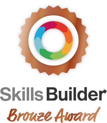 The Bronze Skills Builder Award - A bronze gradient rosette with the multi-coloured Skills Builder roundel in the middle.