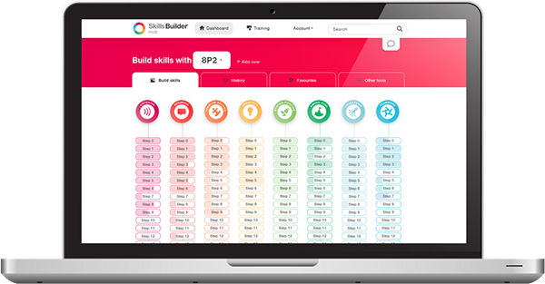 A laptop displaying the Skills Builder Hub