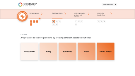 A screenshot showing the questionnaire that users can take within Benchmark.