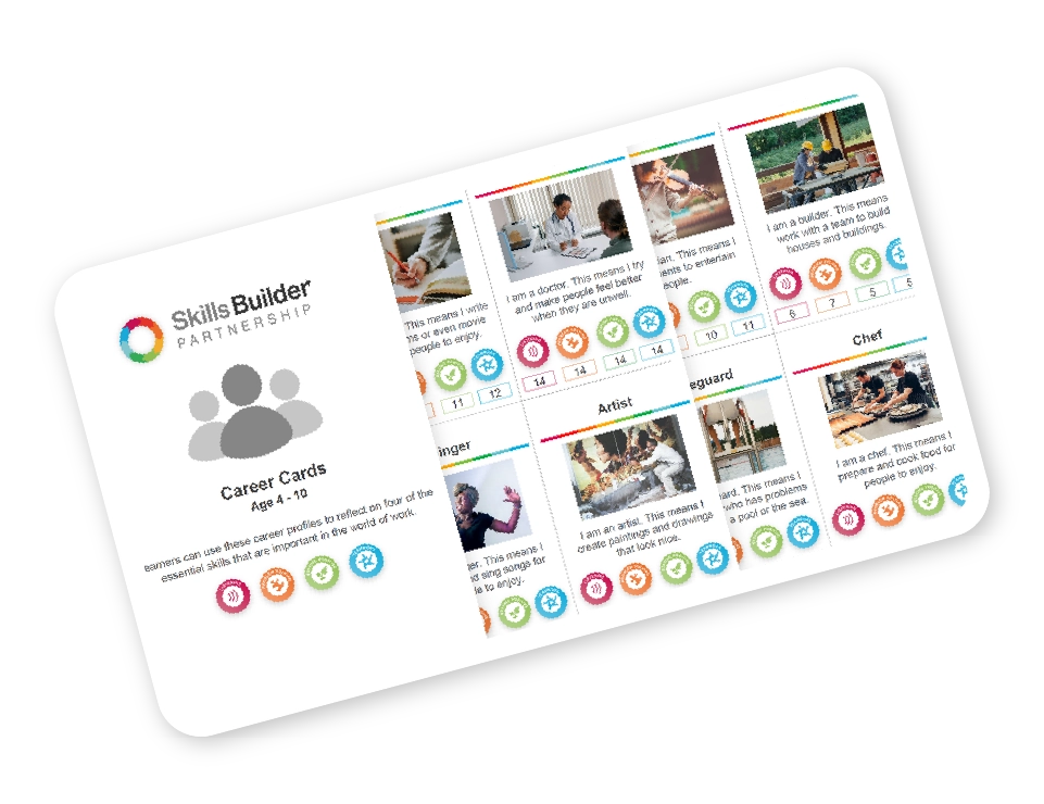 A screenshot of the Skills Builder Career Cards game.