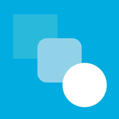 The 'Keep it simple icon'. An image of a faded square transforming into a white circle - symbolising simplification.