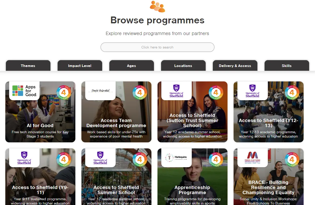 A screenshot of the Impact Directory