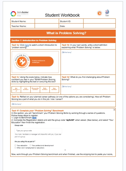 An example of a Student Workbook
