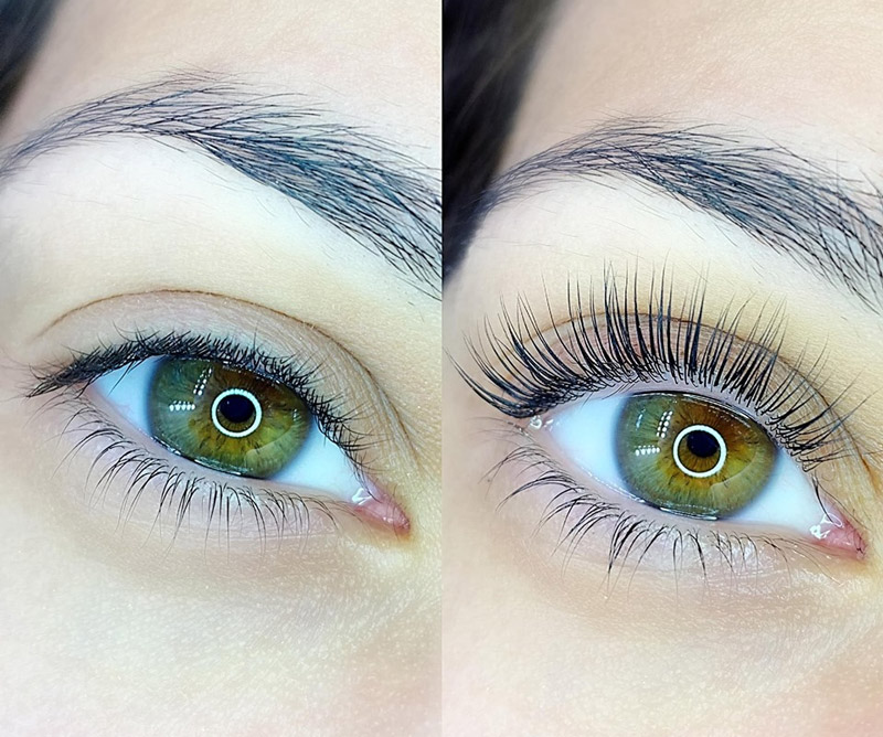 Wimpernlifting mit färben