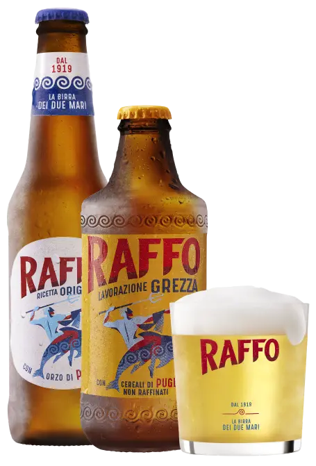 bottiglie e bicchieri birra raffo