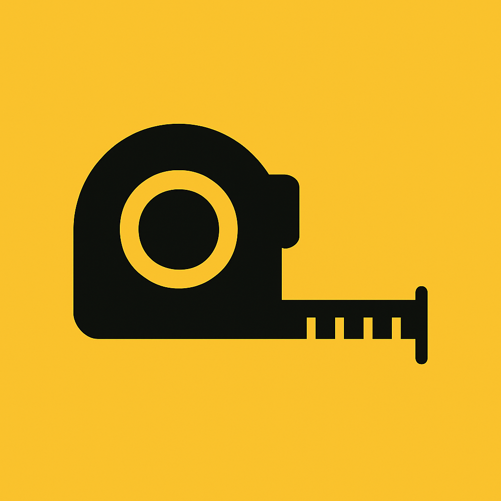 Black Tape Measure Icon on yellow square