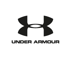 Under Armour logo in black and white with curved athletic design